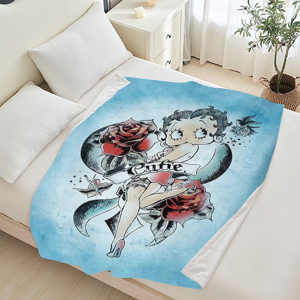 Betty Boop Super Soft Fleece Plush Throw Blanket for Couch Bed Sofa