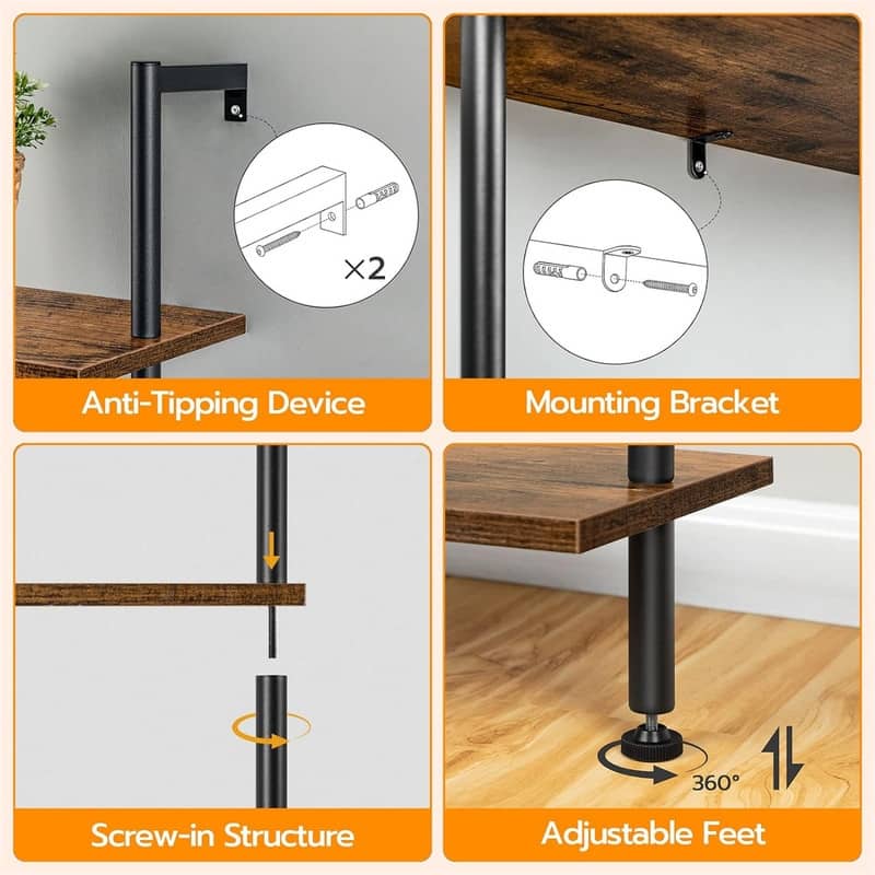 DIY Ladder Shelf - 9.4"D x 15.4"W x 79"H