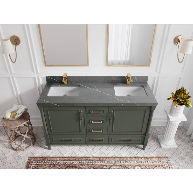 Willow Collections 60 in. W x 22 in. D Aberdeen Double Sink Bathroom Vanity with Countertop