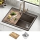 preview thumbnail 102 of 146, KRAUS Bellucci Workstation Topmount Drop-in Granite Kitchen Sink 28" L x 22" W - Metallic Brown