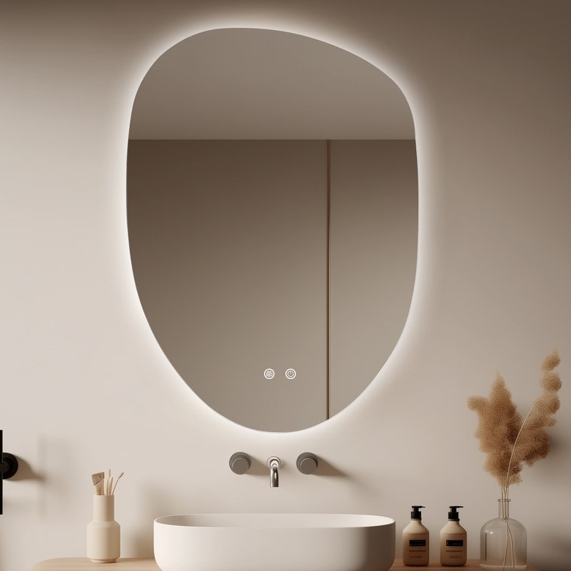 3-Tone Modern Frameless LED Irregular Wall Mirror