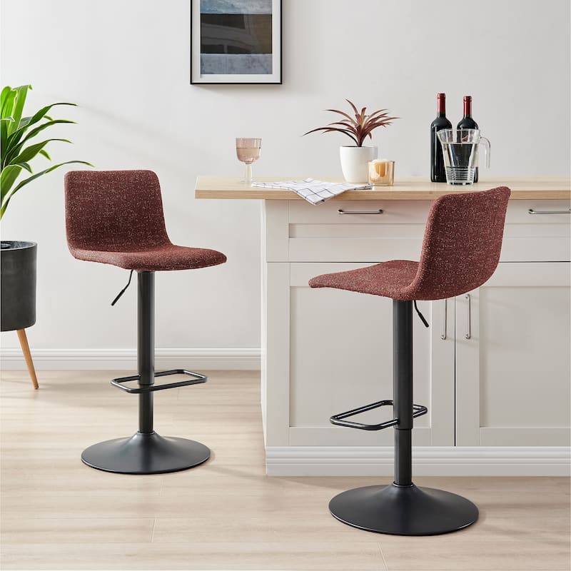 NPD Furniture Bruce Chenille Gaslift Bar Stool (Set of 2) - Pebbled Terracotta