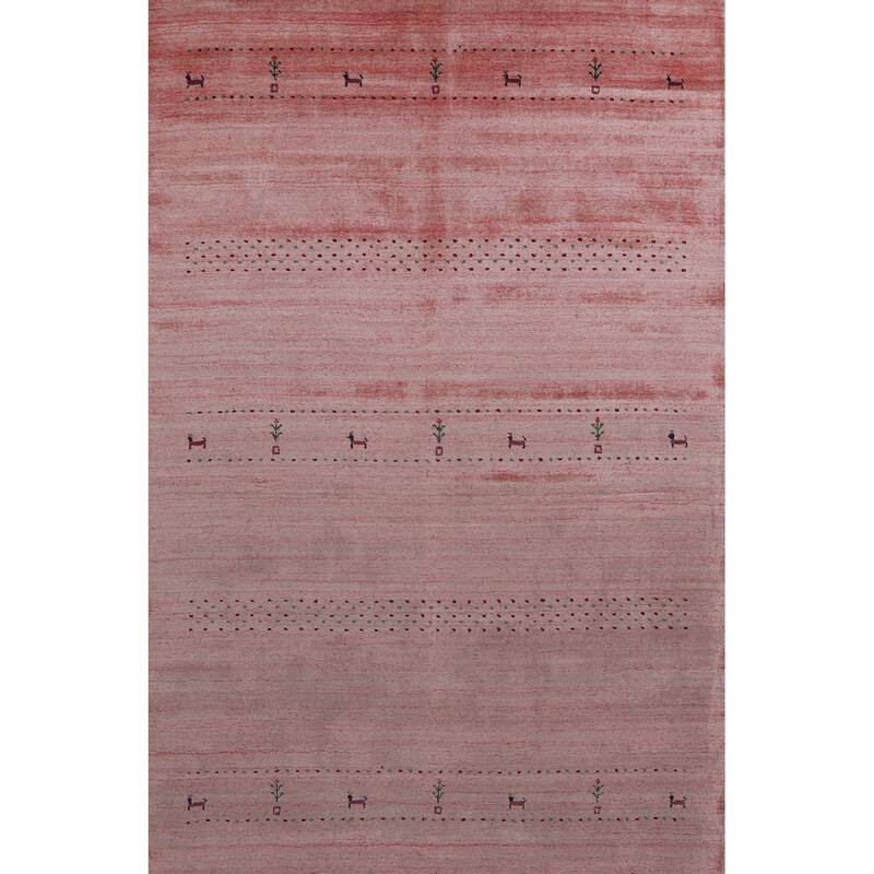 Tribal Pink Gabbeh Indian Area Rug Handmade Wool Carpet - 5'1" x 7'10"