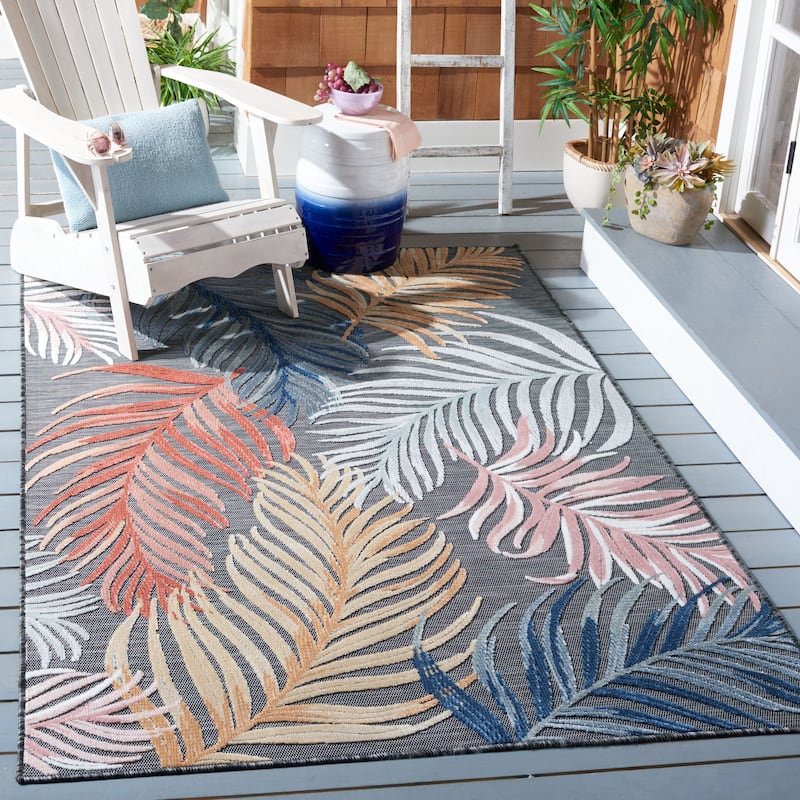 SAFAVIEH Cabana Tawnee Indoor/ Outdoor Waterproof Transitional Rug - 8' x 10' - Black/Rust