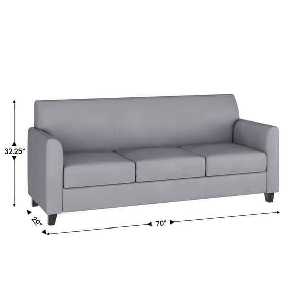 dimension image slide 1 of 4, LeatherSoft Sofa with Clean Line Stitched Frame - 70"W x 29"D x 32.25"H