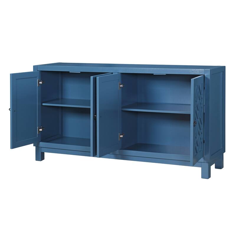 Nestfair 4 Door Buffet Cabinet Sideboard with Pull Ring Handles