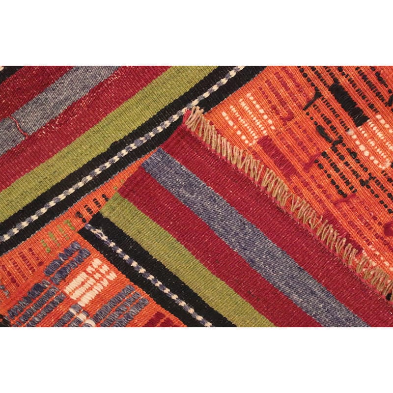 Hand Woven Oriental 100% Wool Carpet Southwestern Tribal Multi-Colored Kilim Area Rug - 8' 11'' X 5' 5''