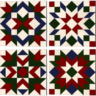 Victoria Barnes 'Christmas Barn Quilt' Canvas Art (Set of 4)