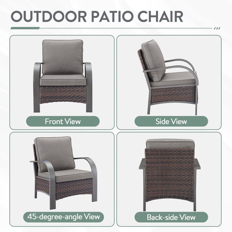 PE Wicker 2 Patio Chairs with Cushion