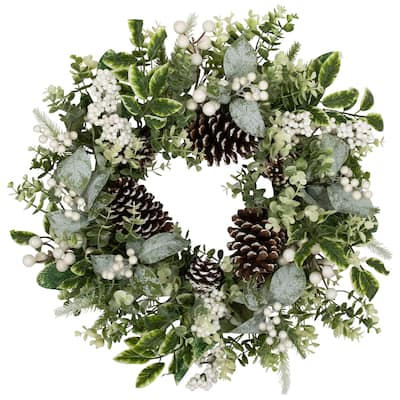 Real Touch™️ Frosted Pinecones and Berries Artificial Christmas Wreath - 24" - Unlit