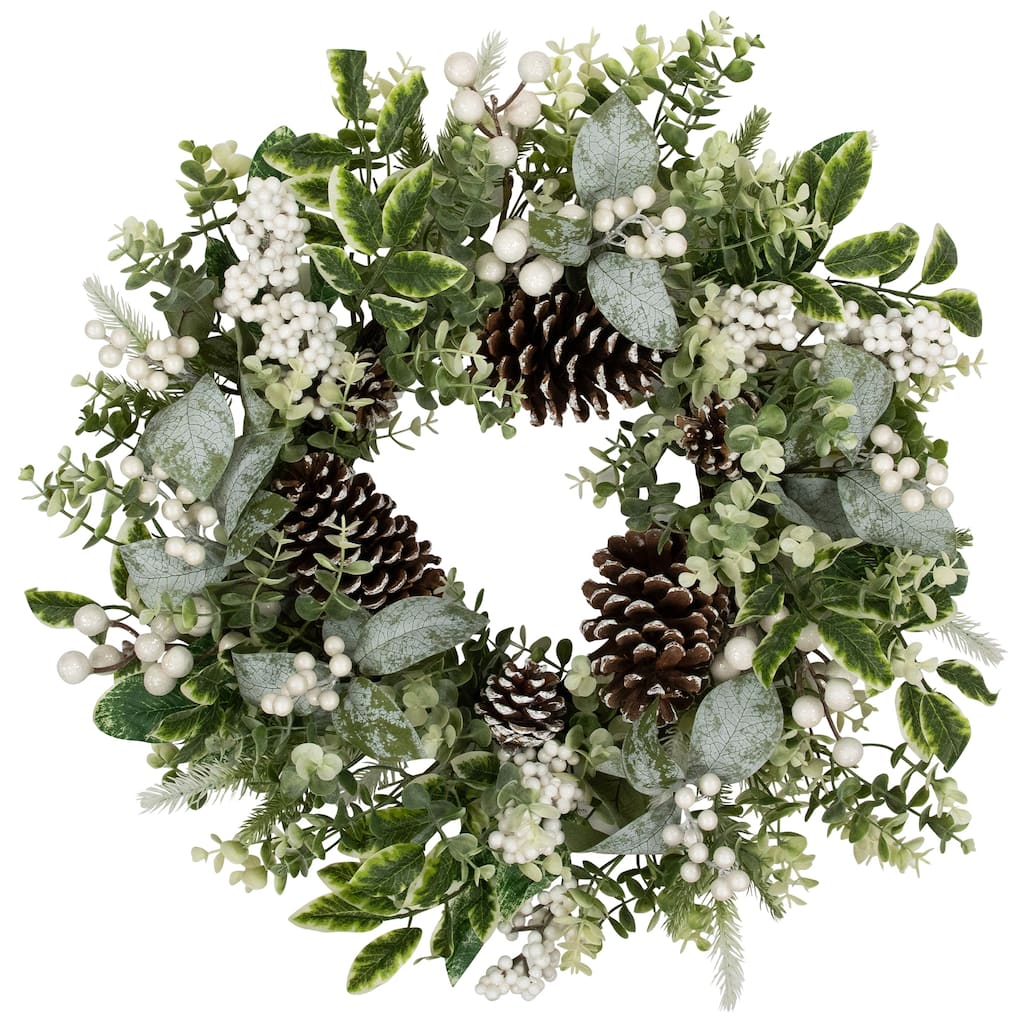 Real Touch™️ Frosted Pinecones and Berries Artificial Christmas Wreath - 24" - Unlit