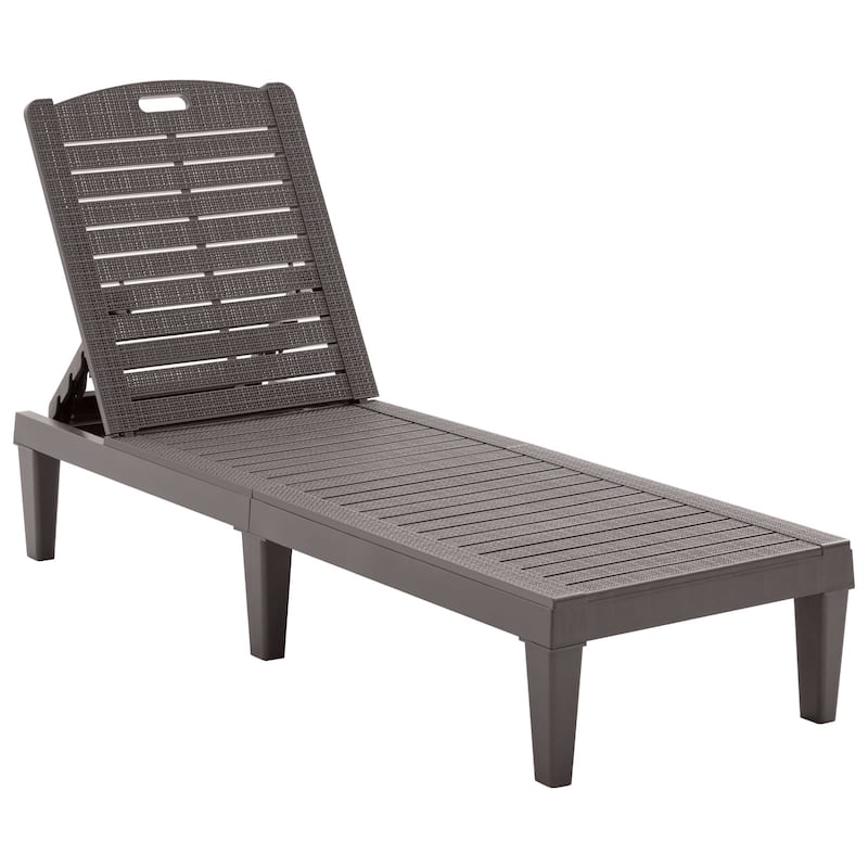 2-Piece Outdoor Chaise Lounges Resin Pool Lounge Chairs Outdoor Chaise Lounge Chair Set with Adjustable Backrest (Set of 2)