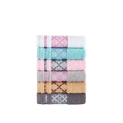 KAFTHAN Textile Multicolor Plaid Turkish Cotton Washcloths (Set of 6) - 13"L x 13"W x 0.5"H