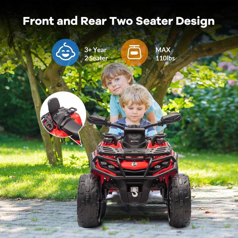 12V Kids 2 Seater Ride On Toy Car, Electric ATV Vehicles for Kids Best Gift