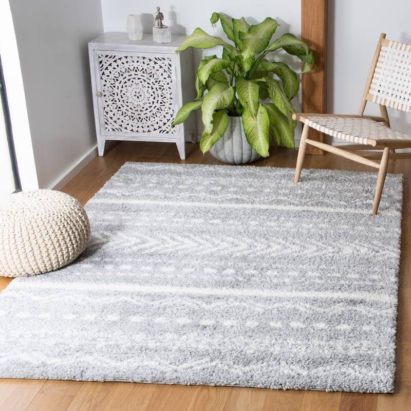 SAFAVIEH Parma Shag Philomene Rug - 4' x 6' - Grey/Ivory