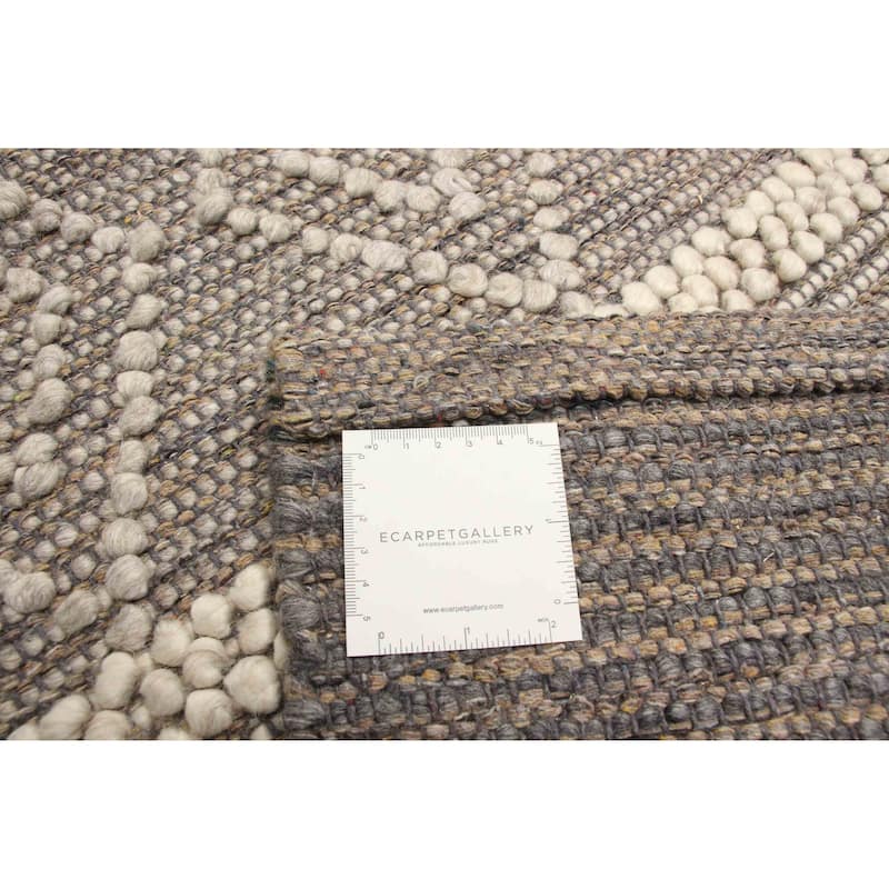 ECARPETGALLERY Braid weave Sienna Grey Wool Rug - 6'0 x 8'8
