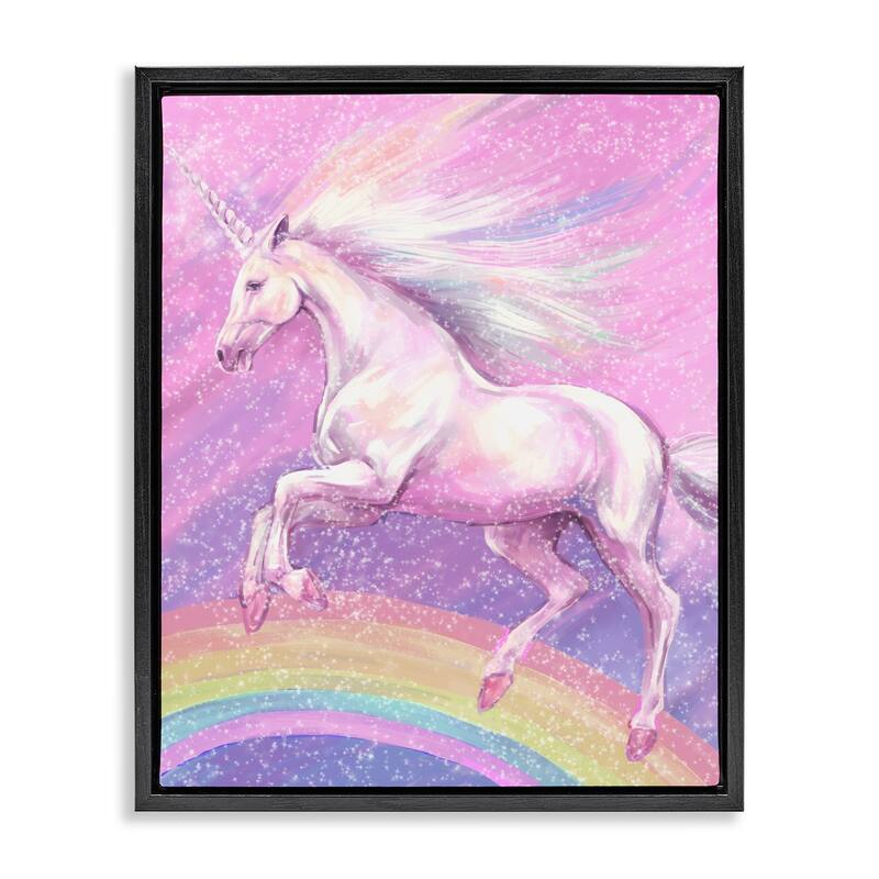 Stupell Rainbow Unicorn Scene Framed Floater Canvas Wall Art Design by Ziwei Li