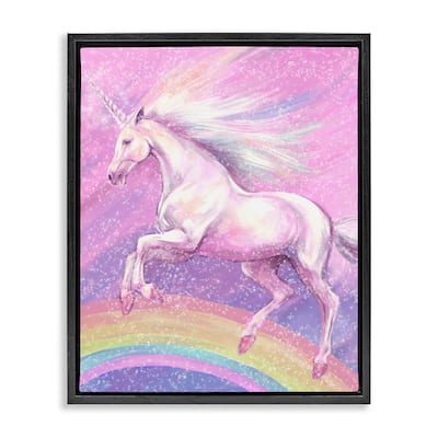 Stupell Rainbow Unicorn Scene Framed Floater Canvas Wall Art Design by Ziwei Li