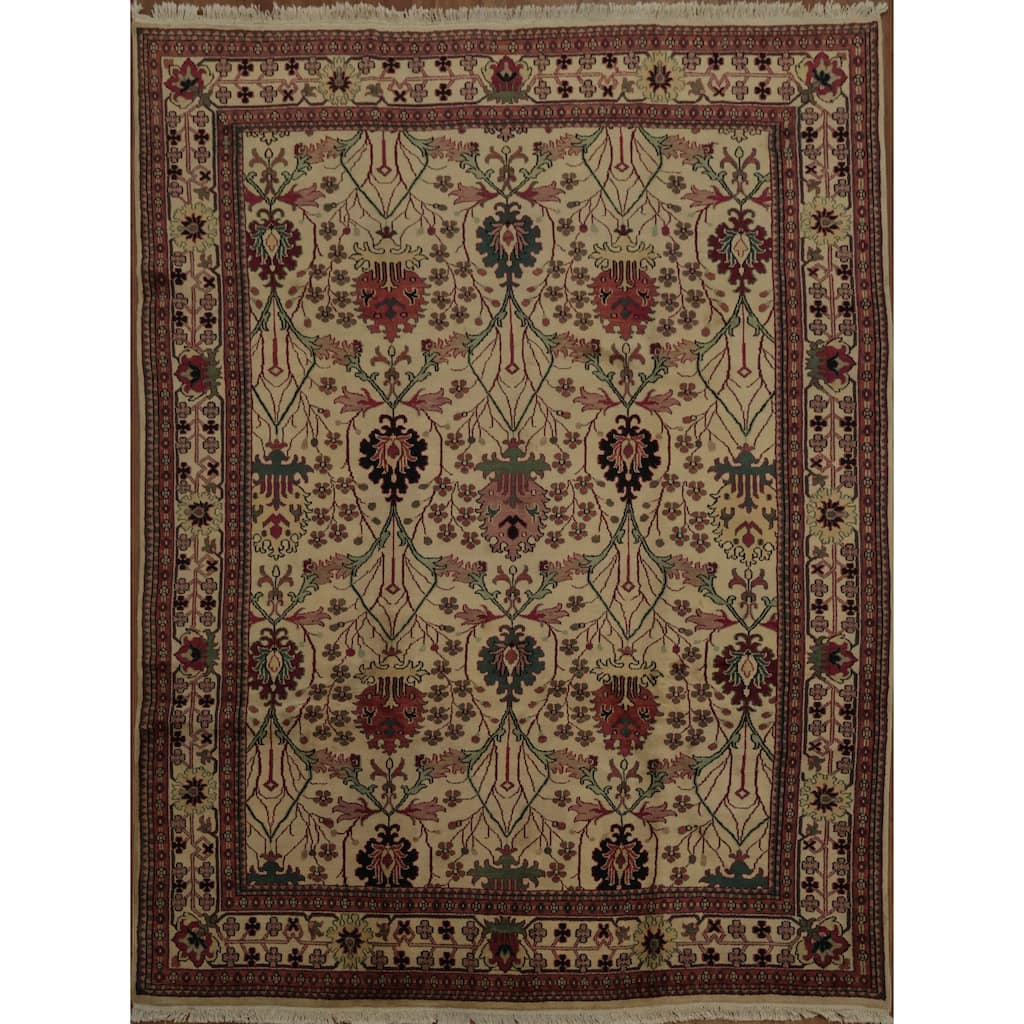 Hand Knotted Oriental 100% Wool Carpet Traditional All-Over Beige & Ivories Agra Area Rug - 11' 9'' X 8' 9''