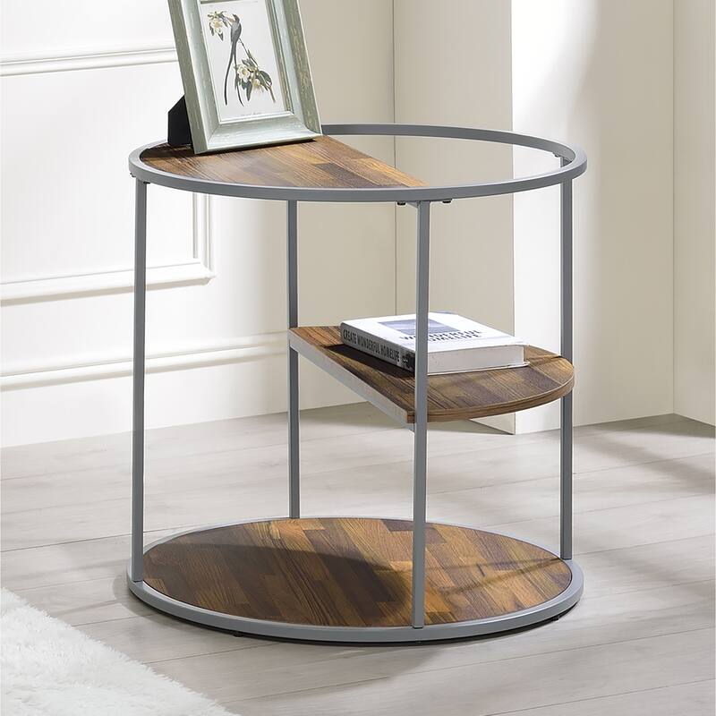 Carmicha Contemporary 24-inch Steel 2-Shelf Side Table by Furniture of America - Grey
