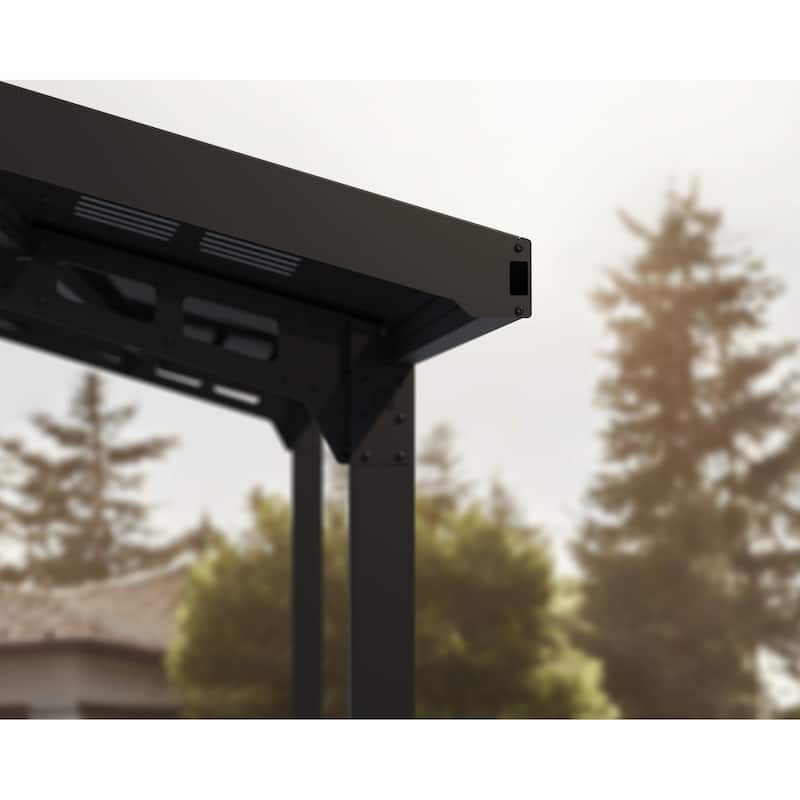 Sydney 10 ft. Wave Single & Double Carport Kit - Black Structure & Corrugated Solar Grey Panels