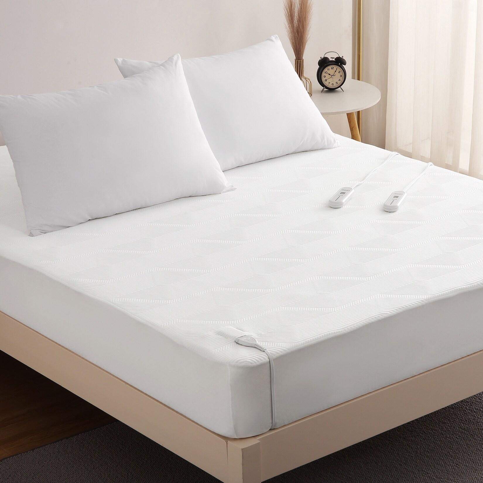Heated Electric Mattress Pad Electric Bed Warmer with Overheat Protection 5 Heating Settings Auto Shut Off Twin Grey
