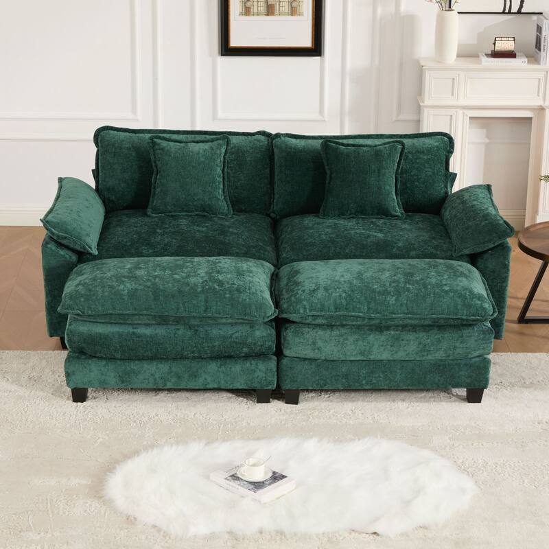 Modern Sectional Couch, for Living Room Bedroom and Apartment, Comfy Double Layer Upholstered Seat Cushion