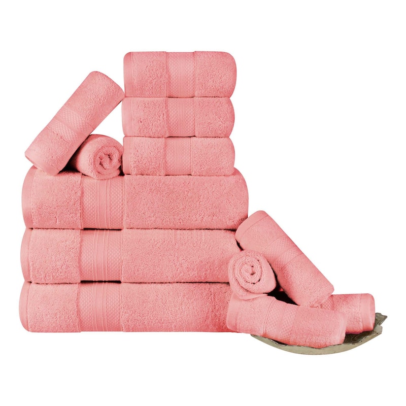 Turkish Cotton 12 Piece Solid Plush Heavyweight Towel Set by Superior