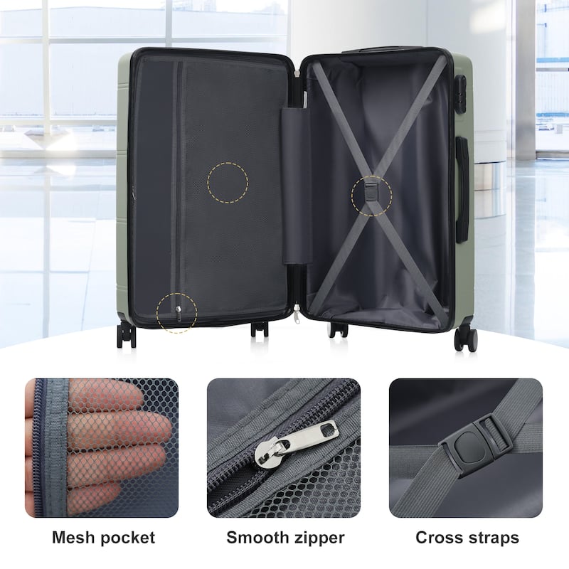 6 Piece Luggage Set, with Double Spinner Wheels Handle Password Lock, 14 IN Cosmetic Case 20/24/28 IN Luggages with Bag