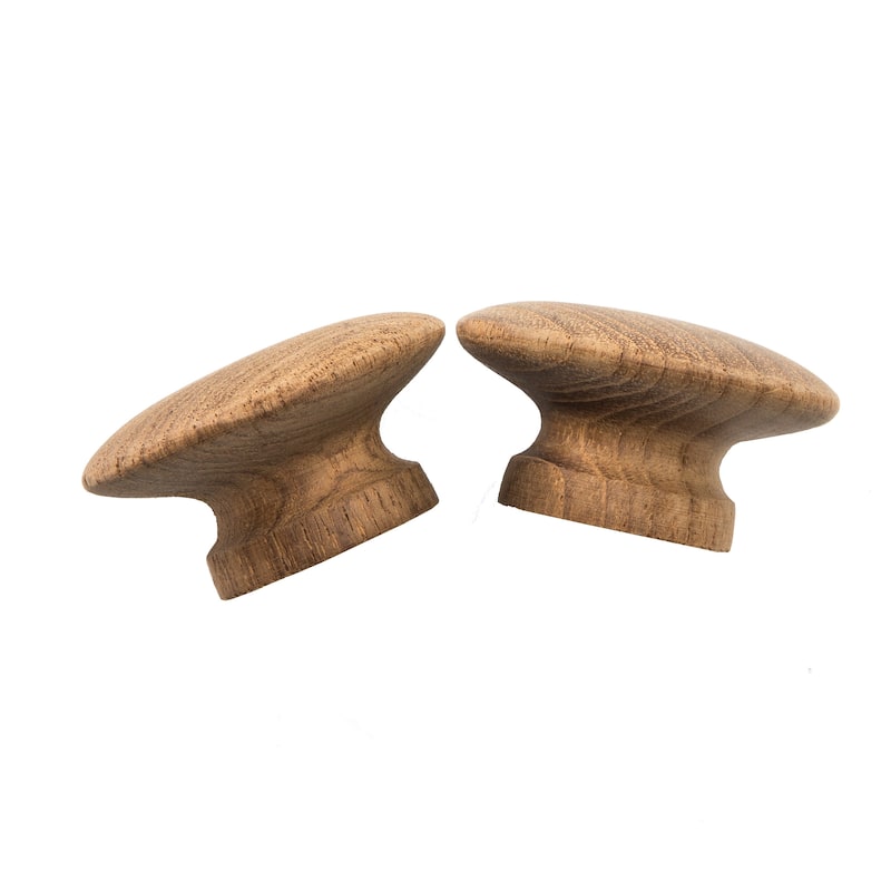 HomeRoots Set of Two Brown Wood Classic Round Drawer Pull Knobs - 2 in. x 1 in. x 2 in.