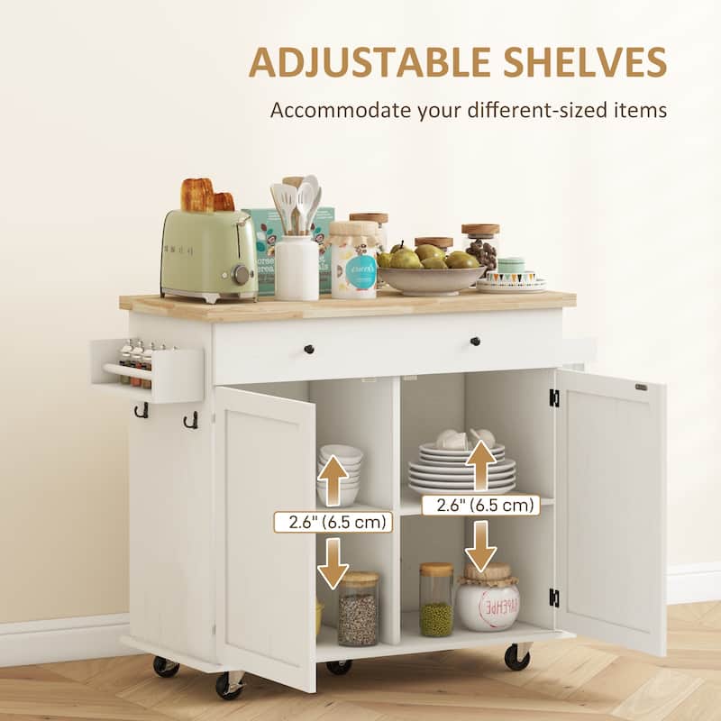 Rolling Kitchen Island with Storage on Wheels with Drawer