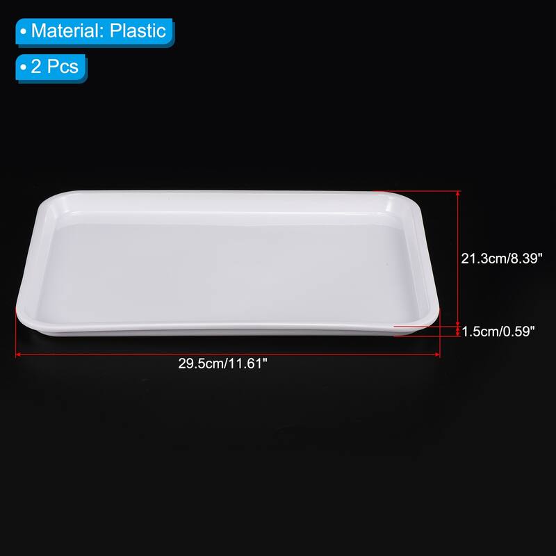 Fast Food Tray, 2 Pack Plastic Serving Tray Reusable Rectangle Tray - White - 11.6x8.4"