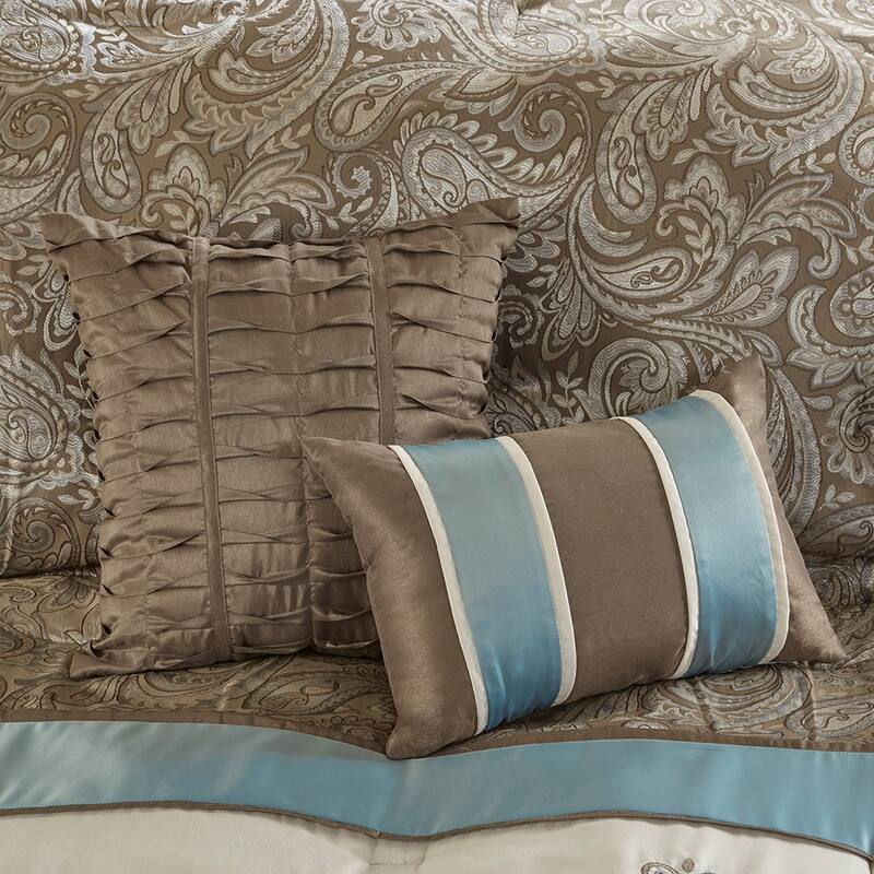 GDF Studio - Caroline 7-Piece Jacquard Comforter Set with Decorative Pillows