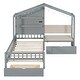 preview thumbnail 4 of 30, Multifunctional Twin Size House Bed with Upholstered Sofa, Charging Station, Wireless Charging, Shelves, Drawers and Light Strip