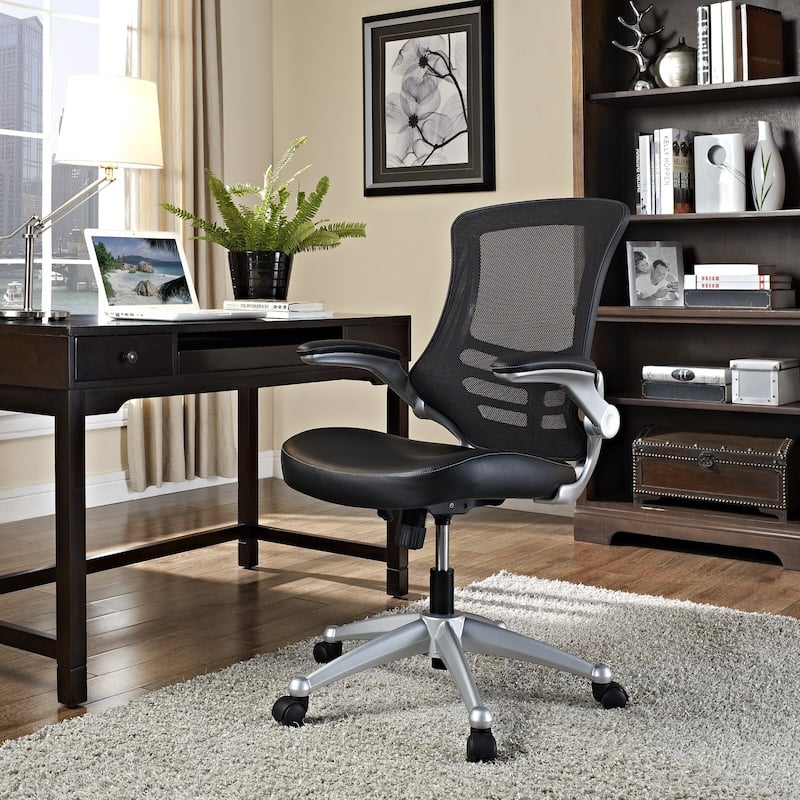 Porch & Den Williamsburg Mesh Back and Leatherette Seat Office Chair