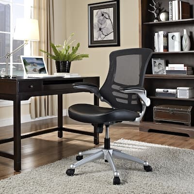 Porch & Den Williamsburg Mesh Back and Leatherette Seat Office Chair