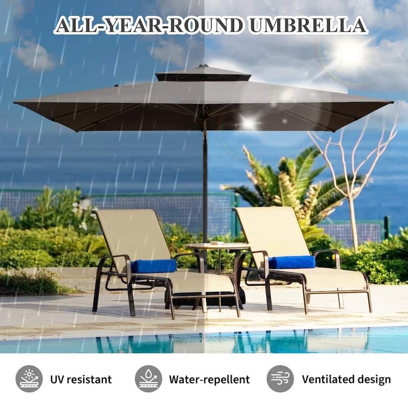 9 ft. Aluminum Cantilever Tilt Patio Umbrella with Center Pole (Base Not Included)