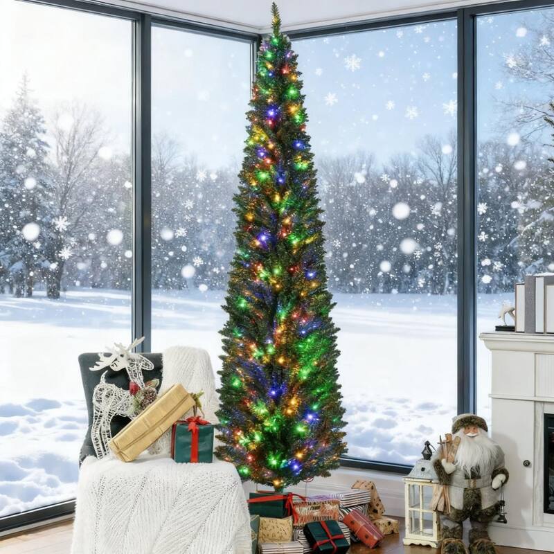 8' Artificial Pencil Christmas Trees - Green