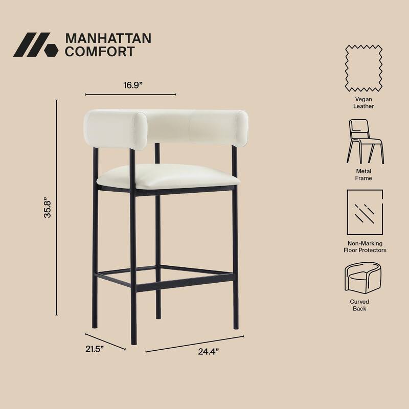 Manhattan Comfort Onda Metal Vegan Leather Counter Stool
