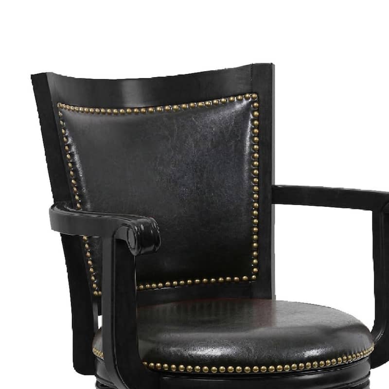 Swivel Barstool, Wood, Open Rolled Arms - Black - 24.5 L x 25 W x 44.5 H, in