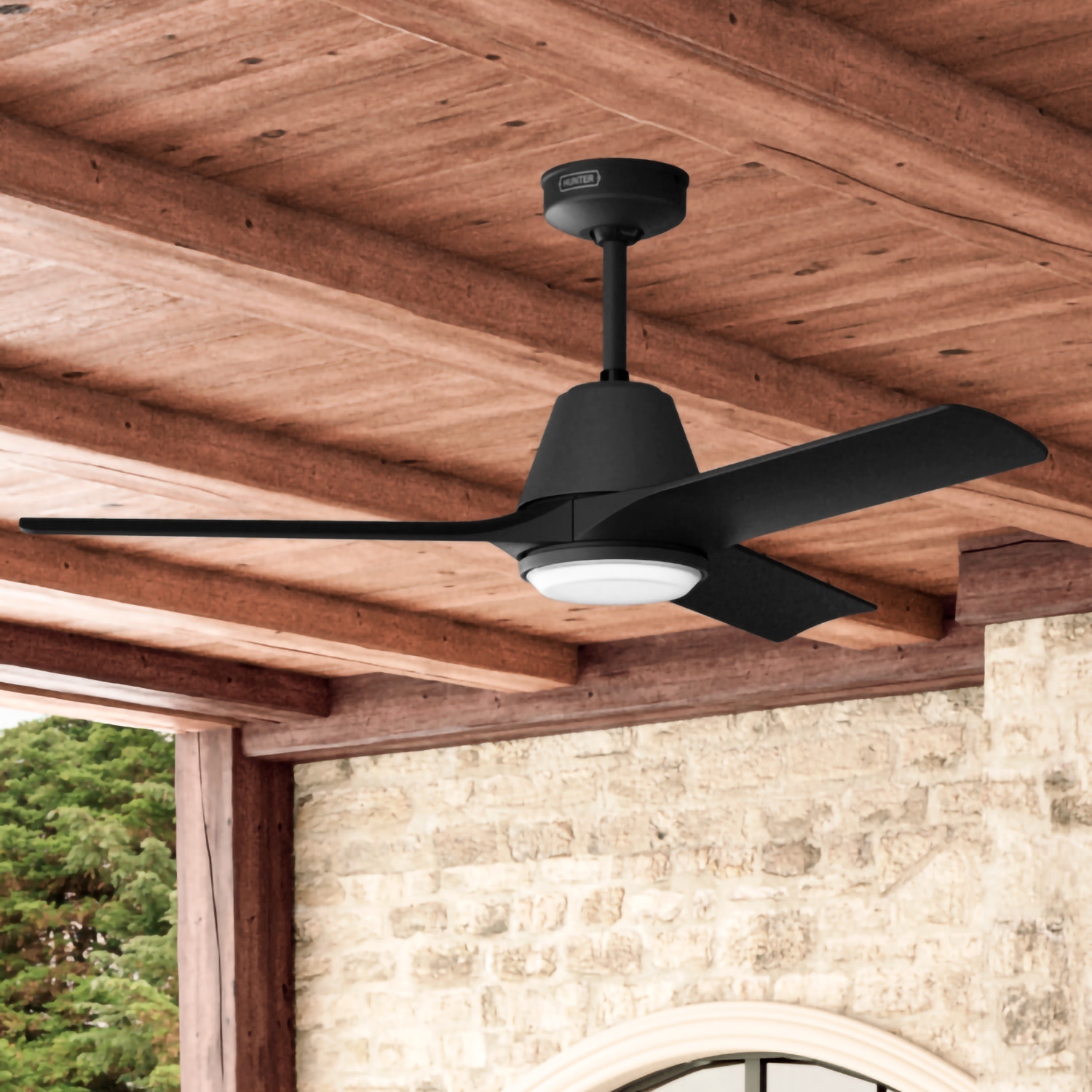 Hunter 52 Aeronaut ENERGY STAR Smart Outdoor Ceiling Fan w LED Light Handheld Remote Contemporary Transitional Bed Bath Beyond 41413341
