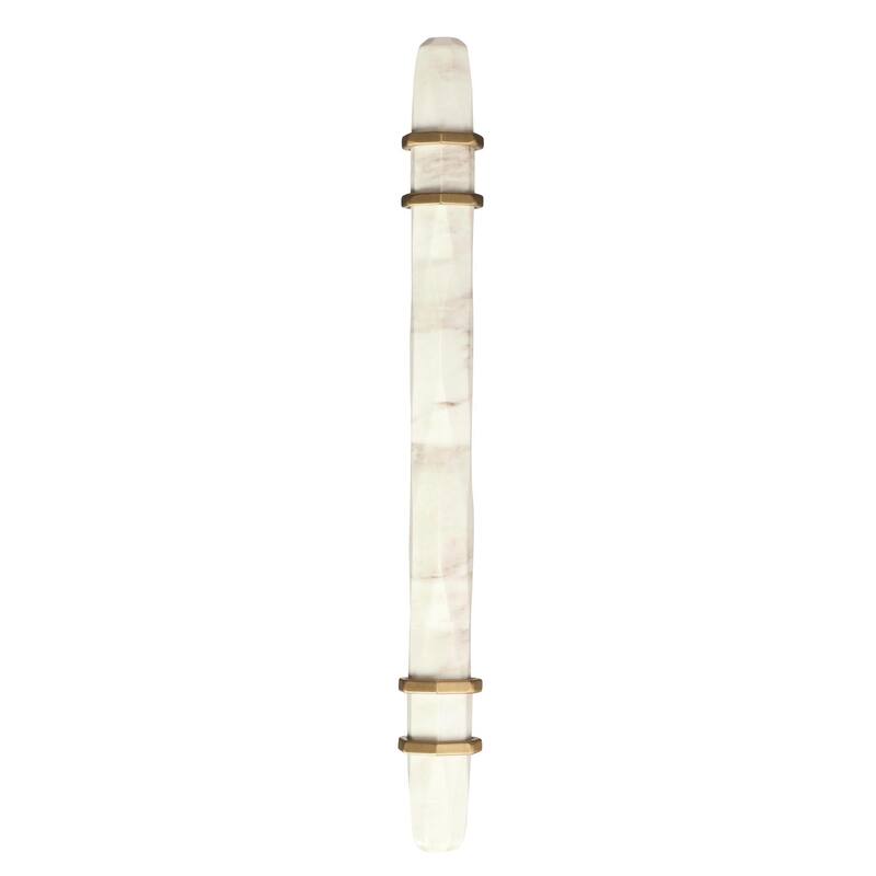 Carrione 5-1/16 in (128 mm) Center-to-Center Marble White/Golden Champagne Cabinet Pull - 5.0625