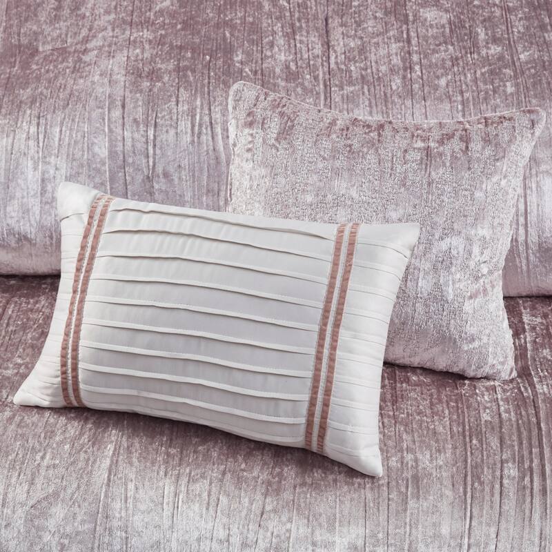 GDF Studio - Crinkle Velvet Comforter Set with Decorative Pillows
