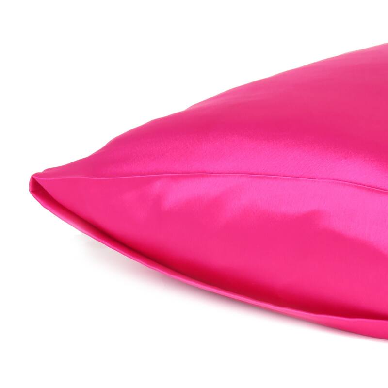 HomeRoots Fuchsia Dreamy Set Of 2 Silky Satin King Pillowcases