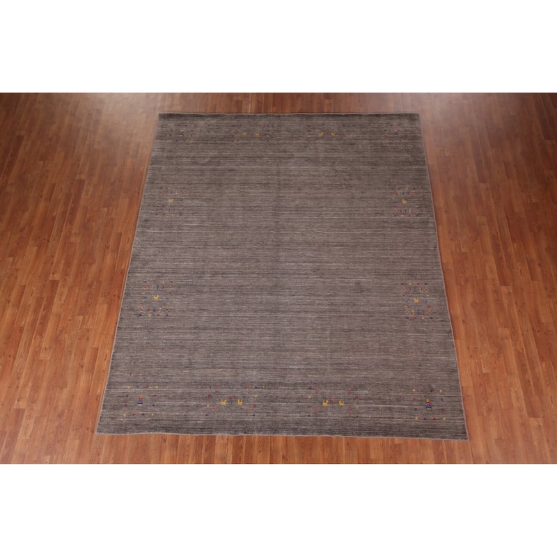 Gabbeh Indian Area Rug Handmade Brown Wool Carpet - 8'2"x 9'9"