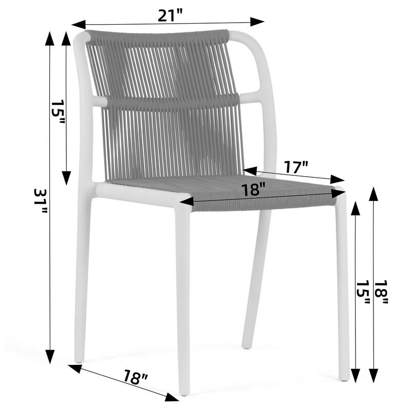 Set of 12 Belden Brown Woven Rope Fabric Dining Chair with Plastic Frame
