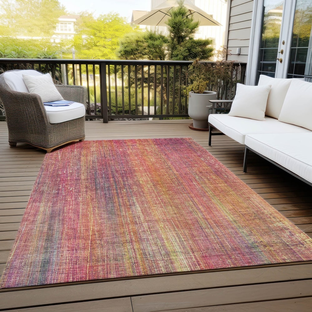 Machine Washable Indoor/ Outdoor Ombre Solid Chantille Rug