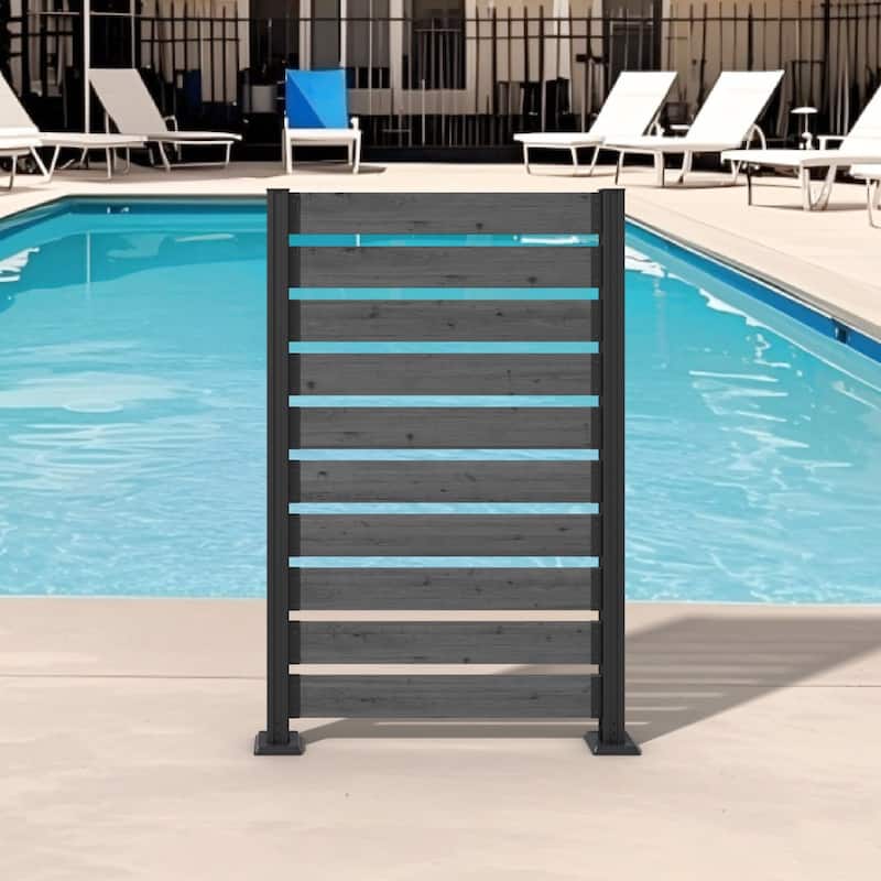 VEIKOUS 1 Pannel Versatile Outdoor Privacy Panels, Aluminum and Wooden Fence Panels for Garden - Black