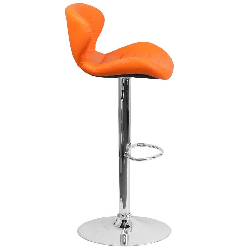 Modern Low-back Height-adjustable Chrome/Vinyl Barstools (Set of 2)