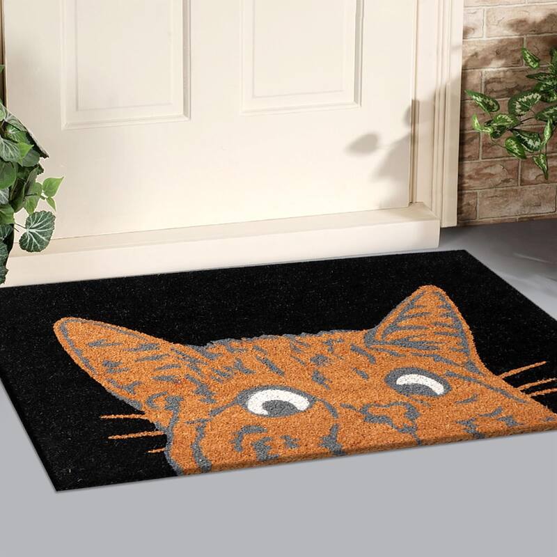 A1HC Natural Coco Coir Door Mat with Heavy Duty Non-Slip PVC Backing - 18" x 30" - Easy to Clean